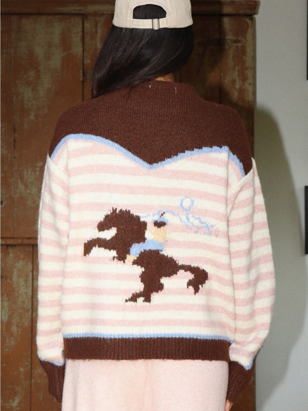 Baileyrose Rodeo Cowboy Pink Brown Striped Cardigan S